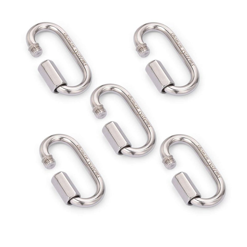 Shonan.Systems SHONAN 2.3 Inch Stainless Steel Chain Quick Links- 5 Pack 1/4" Locking Carabiners, Chain Hooks, Twist Key Ring Screw Chain Link, 650 Lbs Capacity - Image 1